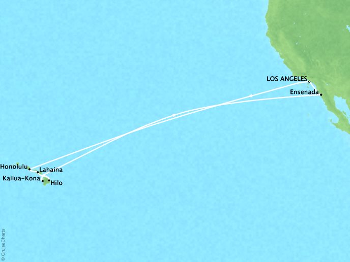 Luxury Cruises Crystal Symphony Map Detail Los Angeles, CA, United States to Los Angeles, CA, United States December 20 2026 January 5 2026 - 20 Days