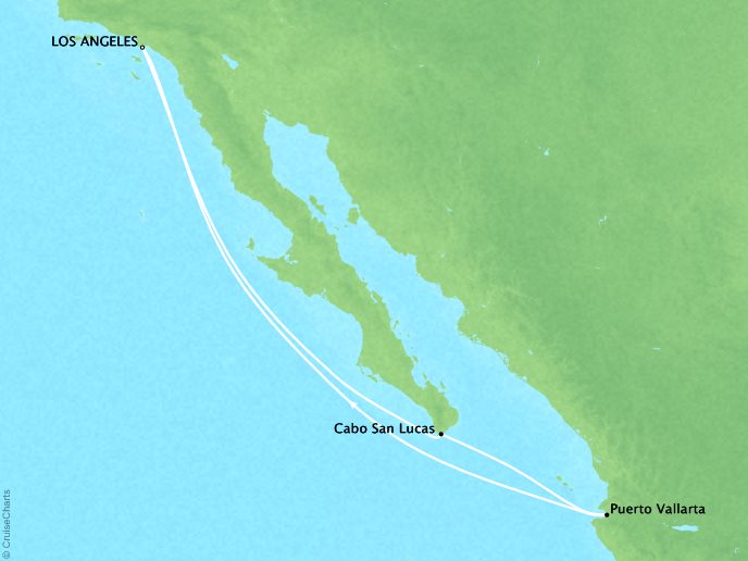 Luxury Cruises Crystal Symphony Map Detail Los Angeles, CA, United States to Los Angeles, CA, United States September 21-28 2026 - 7 Days