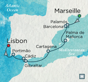 Just Crystal Cruises Serenity 2026 Iberian Jewels Map