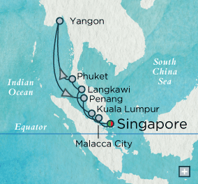 Just Crystal Cruises symphony 2026 Mystical Malaysia & Myanmar Map