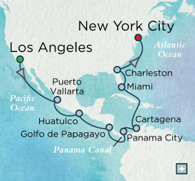 Just Crystal Cruises symphony 2026 Grand Panama Canal Transit Map