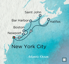 Just Crystal Cruises symphony 2026 New England Discovery Map