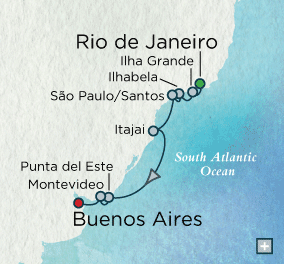 Just Crystal Cruises Symphony 2028 Spotlight on Brazil Map