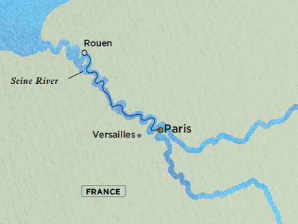 Luxury Crystal ocean Debussy Cruise Map Detail Paris, France to Paris, France February 15-20 2028 - 5 Days
