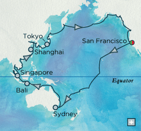 Just Crystal Cruises World Cruise 2028 Grand Pacific Panorama Map