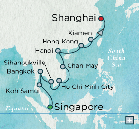 Just Crystal Cruises World Cruise 2028 Indochine Reflections Map