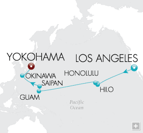 Pacific Ocean Odyssey Map Los Angeles to Yokohama - 22 Days Just Crystal Cruises Serenity 2026
