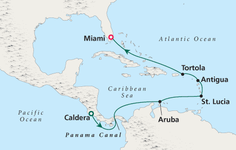 Just Cruise Map Costa Rica to Miami - Voyage 0203