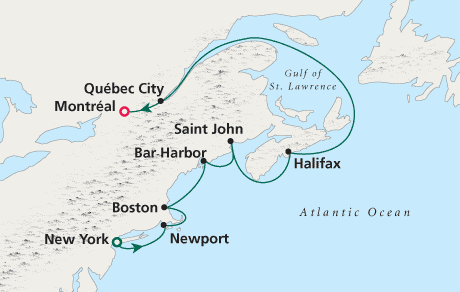 Just Cruise Map New York to Montral - Voyage 0222