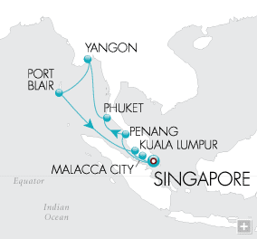 Treasures of Southeast Asia Map Round-trip Singapore - Voyage V4206