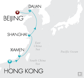 Pearls of China Map Hong Kong to Beijing - Voyage V4208 Just Crystal Symphony