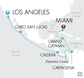 Just Between Two Seas Map - Los Angeles to Miami - Voyage V2201