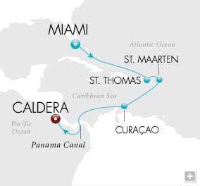 Just Beaches & Rainforests Map Miami to Caldera
