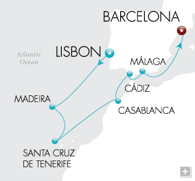 Just Canary Carousel Map Lisbon to Barcelona - Voyage V2208