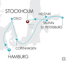 Just Baltic Dreams Map Hamburg to Stockholm - Voyage V2214