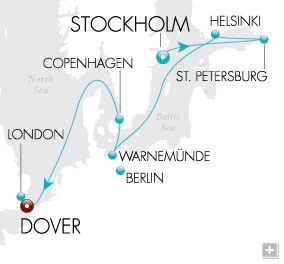 Just Royal Explorer Map Stockholm to London - Voyage V2219