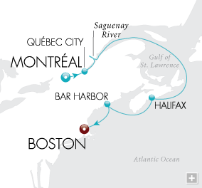 Just New England Escape Map Montral to Boston - Voyage V2224