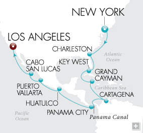 Just Bridge of the Americas Map New York City to Los Angeles - Voyage V2227